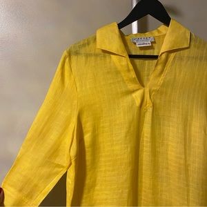 Jaeger Sunny Delight: Brand New Yellow Linen Tunic with Stylish Side Slits
